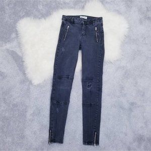 Zara Woman Premium Denim Skinny Jeans  With Zipper Details